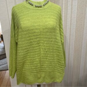 NWT. Fever Lime Green Knit Sweater. Size M.